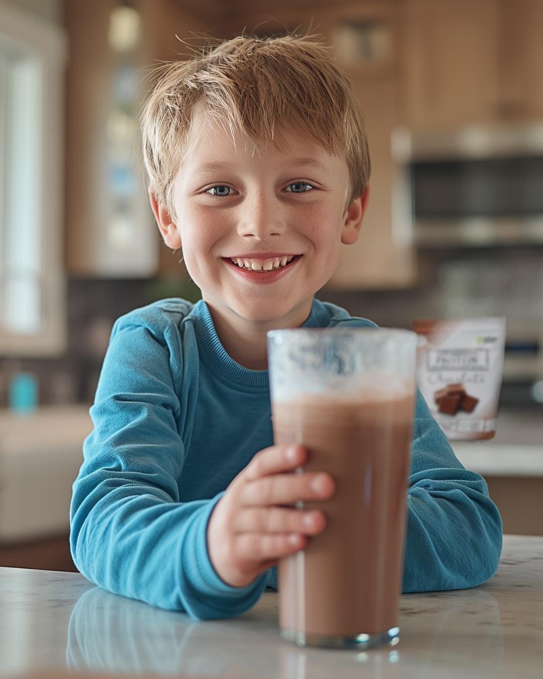 young boy drinking protein shake FodMap Foods