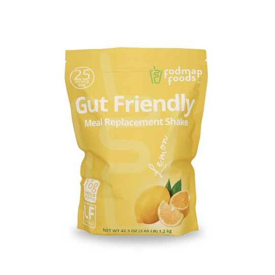 Lemon fruit win water splashing with lemon Low FODMAP bag in front. 